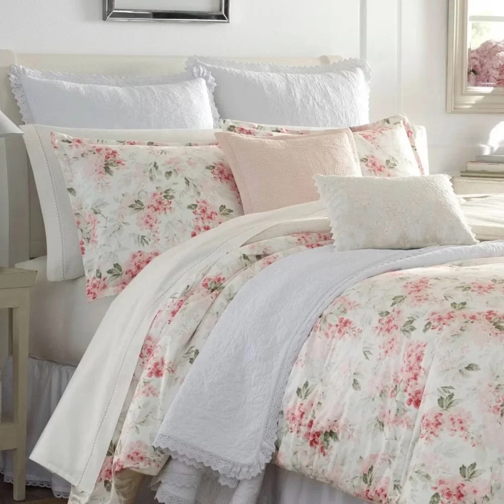Laura Ashley Full/Queen Wisteria Comforter Set Blush ~ Charming NWT